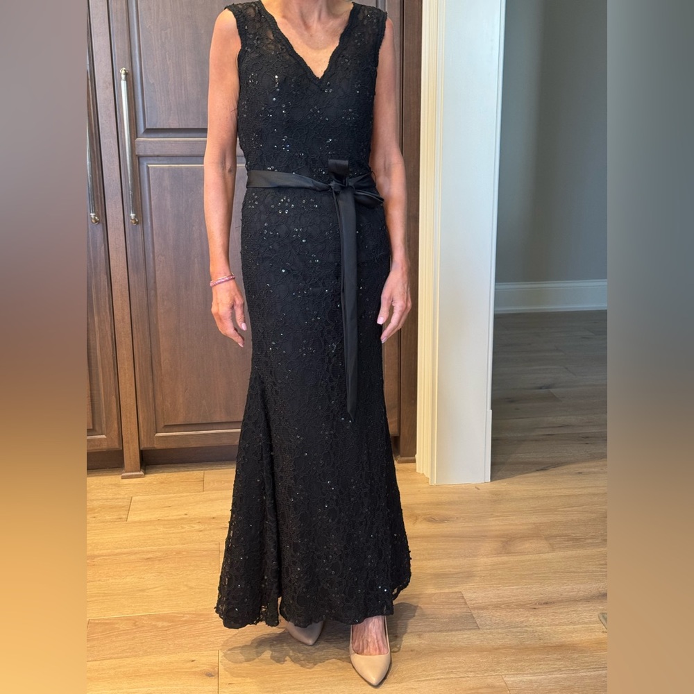 Mori Lee Black Lace Beaded Mermaid Dress
